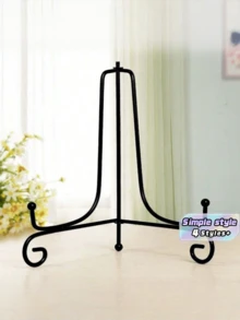 1Pc Craft Bracket Book Holder Photo Pedestal Bowl Picture Frame Black Iron Plate Rack Display Stand Easel - Black - View 1