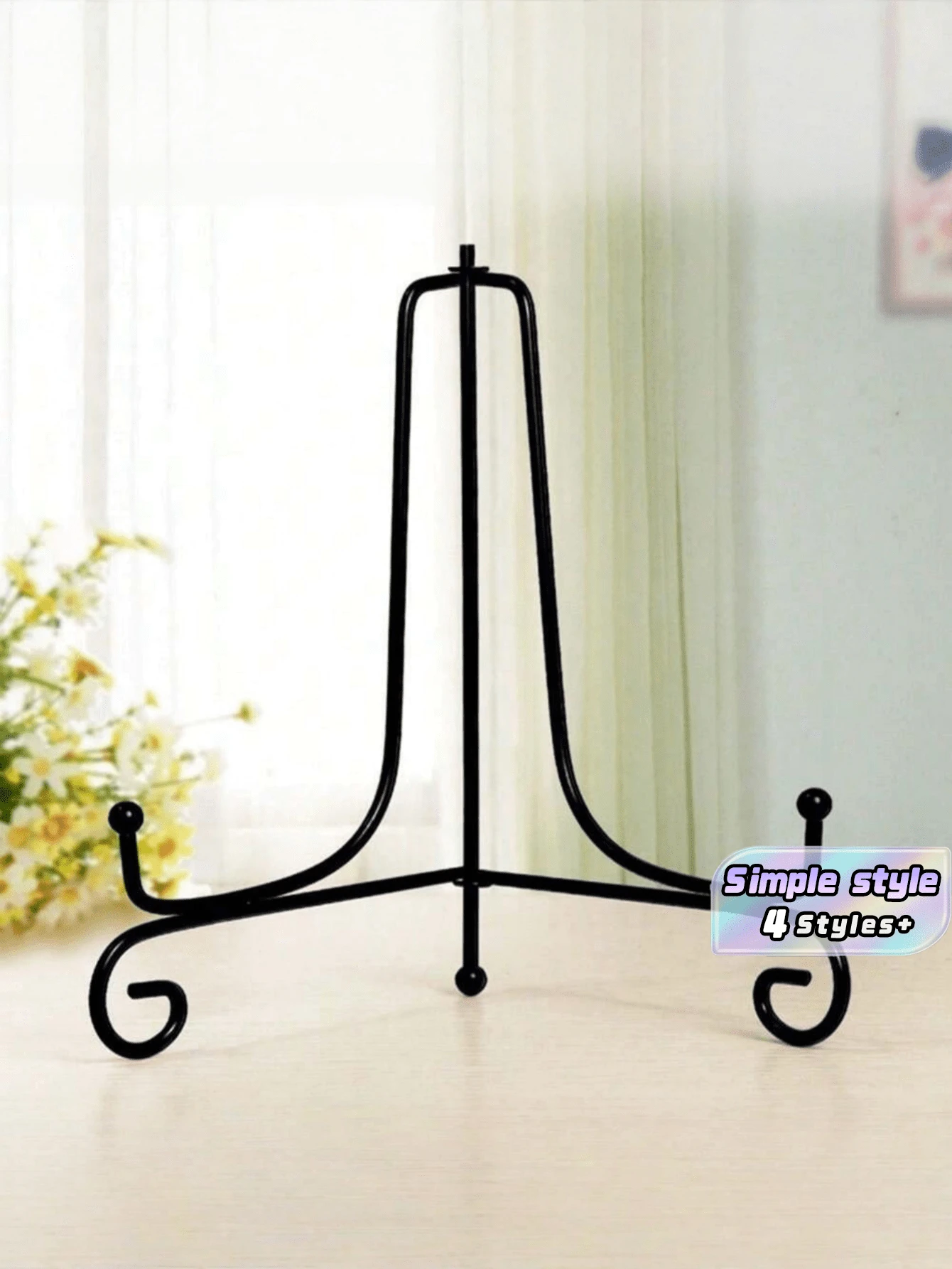 1Pc Craft Bracket Book Holder Photo Pedestal Bowl Picture Frame Black Iron Plate Rack Display Stand Easel - Black - View 1