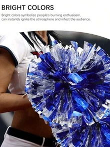 2pcs/1 Pair Cheerleading Pom Poms, Vibrant Colors, Thickened & Densified, With Rings, More Durable, Suitable For Cheerleading Competitions, Cheerleading Parties, Pom Pom Dance Parties And Other Occasions - Multicolor - View 5