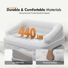 Sofá Inflável de Luxo Atualizado 5 em 1, Macio e Confortável, Feito de Materiais de Alta Qualidade, Design Inteligente, Uso Multifuncional. Pode ser Usado como Sofá e Cama de Casal. Adequado para Ambientes Internos e Externos como Sala de Estar, Quarto, Varanda, Festa no Jardim, Recreação ao Ar Livre, Viagem. Produto Essencial para Diversos Cenários e uma Excelente Opção de Presente para Feriados. Capacidade de Carga 200kg (Excluindo a Bomba de Ar), Equipamento de Camping - Multicolorido - Visão 5