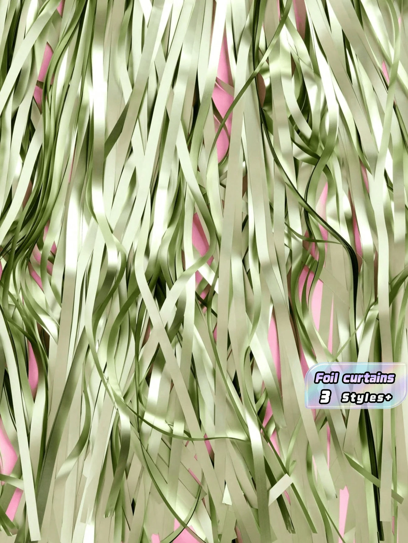 1/2/3 Piecesgreen Foil Curtains, Elegant And Unique, Suitable For Decorations Of Halloween, Christmas, Weddings, Birthday Party Backdrops And Photo Booths - Multicolor - View 1