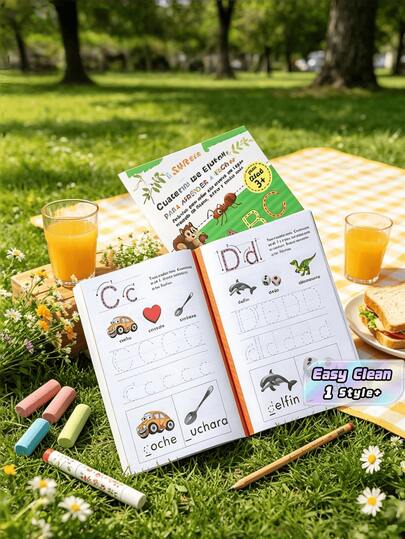 Libro de trazado de 32 páginas para niños Lachilly, cuaderno de ejercicios de alfabeto español, libro de actividades, práctica de escritura ABC para preescolar, libro de trabajo de aprendizaje temprano interactivo