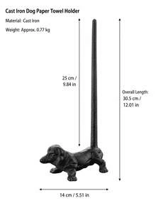 Cirelle 1Pc Animal-Shaped Iron Paper Towel Holder, Vintage Cast Iron Dog/Crocodile Roll Stand, Rust-Resistant Sturdy Kitchen Counter Organizer, Farmhouse Decor Accessory For Dining Room, Living Room & Home, Multiple Styles Available - multicolor - View 4