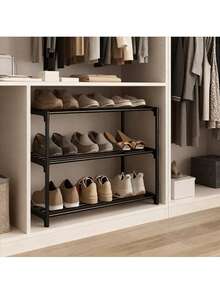 Étagère à chaussures sur 3 niveaux - Facile à assembler, organisateur de rangement multifonctionnel adapté pour le couloir, le placard et le garage, structure en plastique/métal durable, convient à différentes tailles de pièce - Multicolore - Voir 3