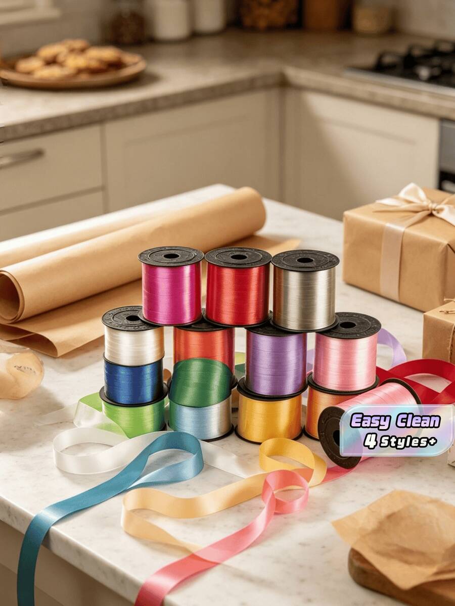 1 Roll, 250 Yard Silvery Curling Ribbon For Gift Wrapping, Balloon String, Wedding, Birthday, - Metallic Shiny " Ribbon For Bouquets And Flower Wrapping Paper Valentine DAY, Valentines Wedding, Birthday - multicolor - View 1