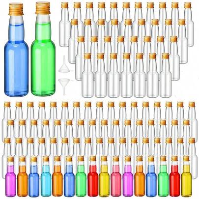 50个装小酒瓶 - 0.85盎司/1.7盎司/3.3盎司/5盎司塑料瓶，塑料冰淇淋瓶，庆典派对小瓶，婚礼派对迷你果汁瓶，国庆节便携配件