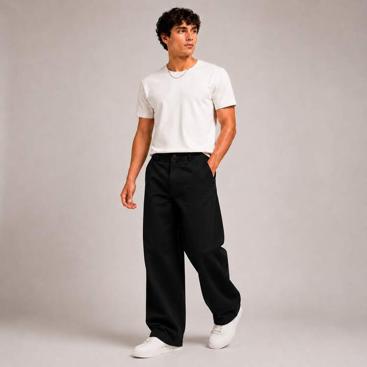 Pantalón Baggy de Gabardina Rígida John Silver - neg - Añade 2
