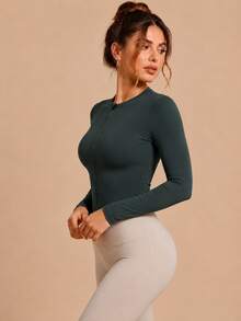 Slim Fit Slim Sweatshirt Design With Dry Fit Technology That Delivers Coolness And Style - Verde Esmeralda - 查看 2