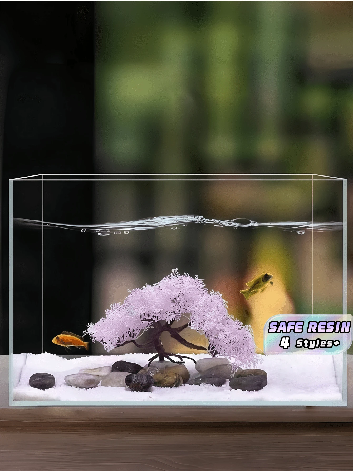 1套创意卡通仿真粉白樱花树水族箱装饰套装,适用于鱼缸、水箱、家居办公室装饰、水景摆件、鱼缸装饰用品 - A - 查看 1