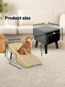 Pet Stairs, Dog Climbing Steps, Suitable For Small Dogs, Senior Dogs And Cats. Easy Access To Beds And Sofas, Non-Slip And Stable To Protect Joints, Foldable Split Wooden Footstool - Multicolor - View 5