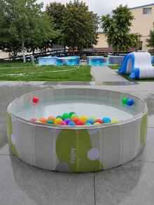 1 pieza Piscina de bolas verde bosque extra grande plegable de material PVC grueso, piscina de juego de agua no inflable, cerca de piscina de bolas para fiestas de cumpleaños interior y exterior (bolas no incluidas) - C - Ver 3