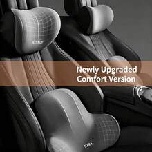 1PC Ergonomic Lumbar Support Cushion Set For Office Chair, Memory Foam Backrest And Seat Pad, Soft Polyester Cover, Comfortable Relief Design, Ideal For Home And Office Use, Washable By Hand, Available In Black And Grey - 1PC - View 4