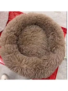 1 pieza Cama redonda para mascotas tipo dona en color caqui marrón, suave, cálida y acogedora, antideslizante, lavable a máquina, para uso en interiores para perros y gatos, disponible en múltiples tamaños, cómodo cojín para dormir - Marrón - Ver 8
