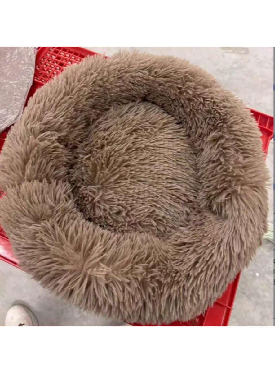 1PC Khaki Brown Round Donut Pet Bed Soft Warm Cozy Non Slip Durable Machine Washable Indoor Dog Cat Bed Multiple Sizes Available Comfortable Sleeping Cushion - Brown - View 8