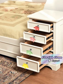 6PCS Ceramic Starfish Drawer Pulls Starfish Drawer Knobs Beach Ocean Theme Nautical For Bedroom Dresser Cabinet Kitchen Drawer Handles Home Decor Hardware Accessories - Multicolor - View 1