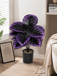 Large Elegant Purple Artificial Plant, Lifelike Artificial Violet Plant, Outdoor Artificial Green Plant Violet, Elegant Large Purple Leaves, Suitable For Home, Office Desk And Wedding, Indoor And Outdoor Decor, Decorative Greenery, Maintenance-Free Plant, Artificial Outdoor Plant, Gardening Decor, Home Decor - Multicolor - View 5