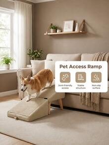 Pet Stairs, Dog Climbing Steps, Suitable For Small Dogs, Senior Dogs And Cats. Easy Access To Beds And Sofas, Non-Slip And Stable To Protect Joints, Foldable Split Wooden Footstool - Multicolor - View 6