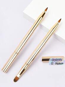 1pc Telescopic Single/Double-End Lip Brushes With Protective Cap, Portable Makeup Brushes, Cosmetic Tools, Ideal For Holiday Makeup Looks - Multicolor - View 1