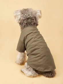 Thin Pet Letter T-Shirt, Khaki Breathable Dog Tee Top, Simple Alphabet Print Puppy Clothes For Spring Summer, Casual Pet Apparel For Small & Medium Dogs - Khaki - View 6