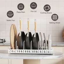 Rak Penyimpanan Peralatan Masak & Panci Stainless Steel dengan Kotak Penyimpanan Tutup Geser, Cocok untuk Semua Musim, Dirancang untuk Pemasangan di Bawah Kabinet, Sekat yang Dapat Diatur untuk Kabinet Dapur dan Perlengkapan Kue - MultiWarna - View 9