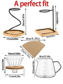Bộ giá đựng cốc cà phê, bao gồm đế, quà tặng ngày Valentine, trang trí phòng tắm, cung cấp giải pháp lưu trữ đơn giản và tiện lợi cho những người yêu thích cà phê và trà. Món quà hoàn hảo cho bố, bạn trai, người đam mê cà phê. Bộ dụng cụ pha cà phê nhà bếp (bộ màu đen) gồm giá hứng cà phê xoắn ốc, bộ lọc kim loại tái sử dụng, giá đỡ cà phê nhỏ giọt thủ công, giá đựng cốc và giấy lọc. Phụ kiện cà phê màu đen: Giá đựng cốc, bộ lọc, giá đựng cốc cà phê nhỏ giọt kiểu cổ điển và giá đỡ phễu. - Nhiều màu - Xem 4