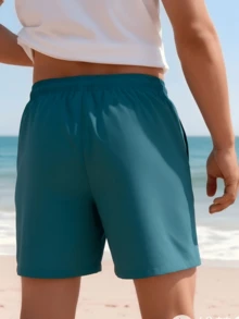 Gym Rark 1件男士反光條時尚沙灘、度假、運動、戶外短褲，健身房、假期適用 - 淺藍色 - 查看 2
