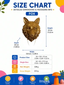 Zazumi 1/2Pcs Resin Wall Hanging Crafts, Golden Fox / Parrot Creative Decor Pendants, Indoor Ornament For Entryway And Living Room - Multicolor - View 14