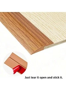 1pc Durable Self-Adhesive PVC Transition Strip, Wood Grain Design, Suitable For Carpet And Hard Floor Edges Decorative Trim, Flexible Edges, Fits Carpet, Laminate And Vinyl Baseboards, 39.37 Inches - multicolor - View 4