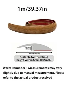 1pc Durable Self-Adhesive PVC Transition Strip, Wood Grain Design, Suitable For Carpet And Hard Floor Edges Decorative Trim, Flexible Edges, Fits Carpet, Laminate And Vinyl Baseboards, 39.37 Inches - multicolor - View 6