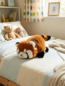 POKOJA LAND Süßes Roter Panda Plüschtier, Kawaii Panda Kuscheltier, Weiches Plüsch Kissen, Süß Roter Panda Plüsch für Kinder Mädchen, Geburtstagsgeschenk, Heimdekoration - Roter Panda - Übersicht 1