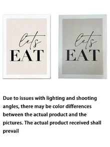 1件隨機款式 牆面裝飾藝術 經典現代帆布藝術版畫「Bon Appetit」與「Let's Eat」語錄海報，室內外通用，適合客廳，縱向構圖，春秋季節藝術品 - 文字海報 - 查看 7