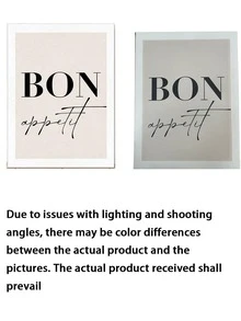 1件隨機款式 牆面裝飾藝術 經典現代帆布藝術版畫「Bon Appetit」與「Let's Eat」語錄海報，室內外通用，適合客廳，縱向構圖，春秋季節藝術品 - 文字海報 - 查看 6