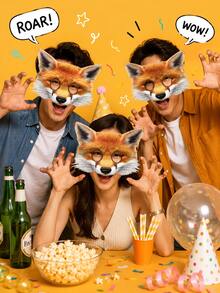 superFUNNYmarket Un set de (16 piezas) máscaras de papel con diseños de animales de dibujos animados, máscaras temáticas para juegos de rol en parques de vida silvestre, fiestas de cumpleaños, eventos con temática de zoológico, accesorios de vestir para varios animales de la selva (leones, tigres, pandas, zorros, elefantes, jirafas), sets de máscaras de papel desechables para Halloween, juegos deportivos, obras escolares, photocalls, regalos para fiestas - Multicolor - Ver 2