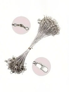50PCS Stainless Steel Fishing Leader Wire, Equipped With Swivel Rings And Quick Connectors, Connectable To Fishing Baits And Hooks, Suitable For Saltwater And Freshwater Fishing - Multicolor - View 6