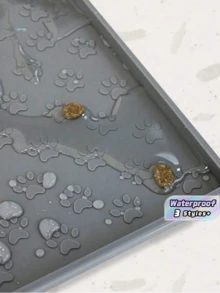 1个硅胶爪印宠物餐垫 - 灰色 - 查看 1