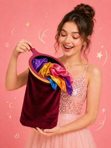 superFUNNYmarket 1 pieza Bolsa mágica vacía, bolsa mágica de aparecer y desaparecer, bolsa de terciopelo rojo con estrellas con compartimento oculto, disponible en tamaños grande/pequeño, fácil de usar para magos principiantes, perfecto para espectáculos, fiestas de cumpleaños y concursos de talentos, ideal para actuaciones mágicas y actividades en el aula, incluye accesorios opcionales de flores de colores, ligero y duradero, excelente para crear momentos divertidos y sorprendentes - Multicolor - Ver 1