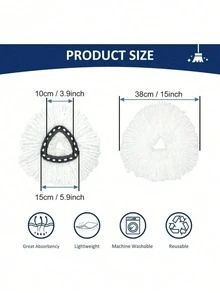 3piezas /5piezas Cabezales de Repuesto para Fregona Giratoria de Microfibra Recargables Lavables Reutilizables para Limpieza de Suelos del Hogar - Multicolor - Ver 3
