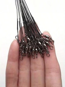 50PCS Stainless Steel Fishing Leader Wire, Equipped With Swivel Rings And Quick Connectors, Connectable To Fishing Baits And Hooks, Suitable For Saltwater And Freshwater Fishing - Multicolor - View 2