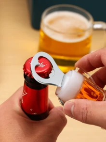 1pc Beer Shaped Random Opener, Creative Stainless Steel Corkscrew For Beer, Gift For Father - Multicolor - View 4