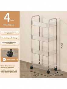 Handcart-Style Storage Rack For Household Snacks, Multi-Layer Storage Bookshelf, Portable Kitchen Fruit And Vegetable Basket, Acrylic Rack - transparent - View 9