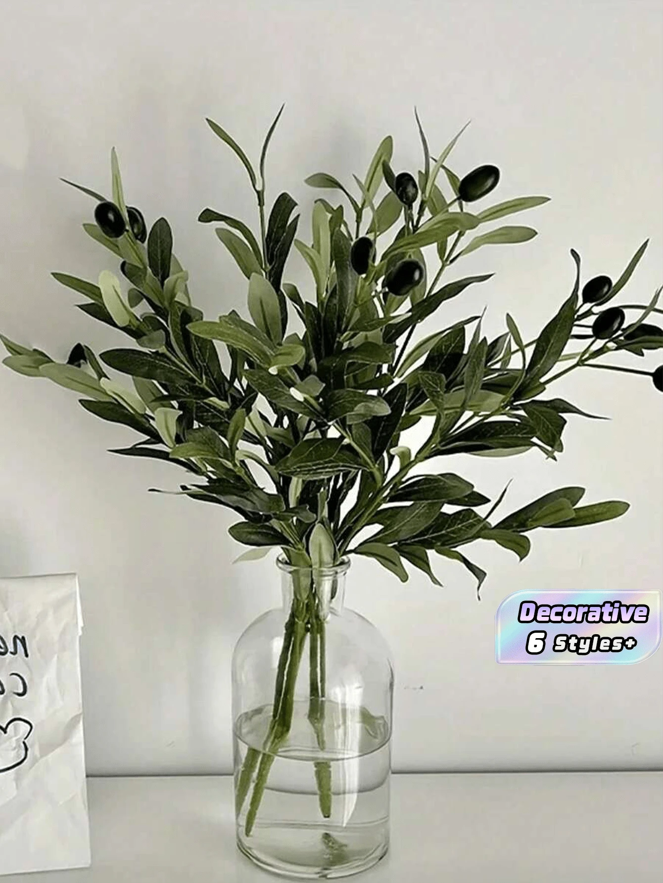 1/3/5支装人造橄榄枝,绿色植物茎,橄榄叶,仿真果实,丝绸植物,仿橄榄枝绿叶,花瓶填充物,家居装饰,室内人造绿植,适用于婚礼花束、拱门、花环、餐桌摆饰、花瓶填充物、家庭派对装饰、礼品、绿色植物茎、仿真橄榄树枝 - 綠色 - 查看 1