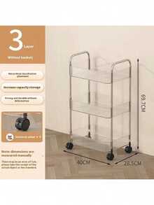 Handcart-Style Storage Rack For Household Snacks, Multi-Layer Storage Bookshelf, Portable Kitchen Fruit And Vegetable Basket, Acrylic Rack - transparent - View 7