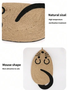 1 Pc Cartoon Sisal Rope Cat Scratch Mat Durable Resistant Pad For Claws Training Cute Animal Shape Interactive Cat Toy For Indoor Home Kitten Play Scratching Post Alternative Couch Protector Pet Supplies Gift For Cat Lovers - Yellow - View 3