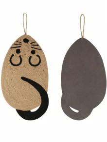 1 Pc Cartoon Sisal Rope Cat Scratch Mat Durable Resistant Pad For Claws Training Cute Animal Shape Interactive Cat Toy For Indoor Home Kitten Play Scratching Post Alternative Couch Protector Pet Supplies Gift For Cat Lovers - Yellow - View 2
