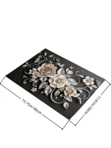 1PC 3D Floral Pattern Absorbent Quick Dry Silicone Drying Mat Waterproof Slip Resistant Kitchen Counter Pad For Dishes Cups Coffee Maker Utensils Non Slip Cozy Home Decor Spring Summer Decor Kitchen Essentials Housewarming Gift - Black - View 9
