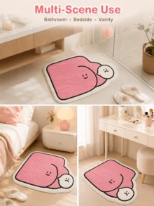 Joivida Funny Clock-Shaped Absorbent Bath Mat, Asymmetrical Cartoon Design, Available In "Lucky Clock" & Other Styles, Made Of Soft Faux Cashmere/Crystal Velvet, Sizes From 50*70cm To 90*130cm, Non-Slip & Water-Absorbent, Ideal For Bathroom, - multicolor - View 8