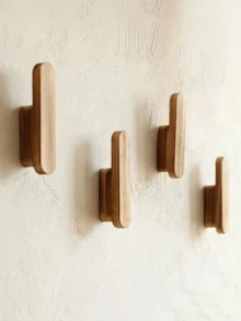 1/3/6 Pieces Rustic Wood Wall Hooks Handmade Easy Installation Entryway Bedroom Bathroom Coat Robe Towel Holder Storage Shelf Christmas Decoration Gift Natural Wood Color Wall Hook Set For Home Hallway Rustic Decor Space Saving - log color - View 2