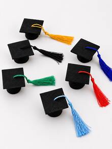 1/6/12 Pieces Multicolor Mini Tasseled Graduation Cap Bottle Toppers, Felt Beer Bottle Ornaments, Decorative Doll Hats, Graduation Halloween Christmas New Year Party Supplies, Home Room Decor, Festival Gifts & Photo Props - B - View 2