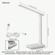 1 pieza Lámpara de escritorio LED plegable de 3 niveles de luz blanca ajustable, lámpara de estudio/lectura que cuida los ojos para escribir, adecuada para dormitorio, sala de estar, estudio, escritorio, oficina - Blanco - Ver 3