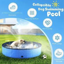 Bak Mandi Hewan Peliharaan Lipat & Portabel - Kolam Renang dan Bak Mandi Hewan Peliharaan yang Dapat Dilepas - Kolam PVC Anti Selip dan Tahan Air untuk Anjing & Kucing - Ideal untuk Halaman Belakang, Kolam Renang Anak, Kotak Pasir, dan Kolam Bola - Tersedia Berbagai Ukuran - Biru - View 8